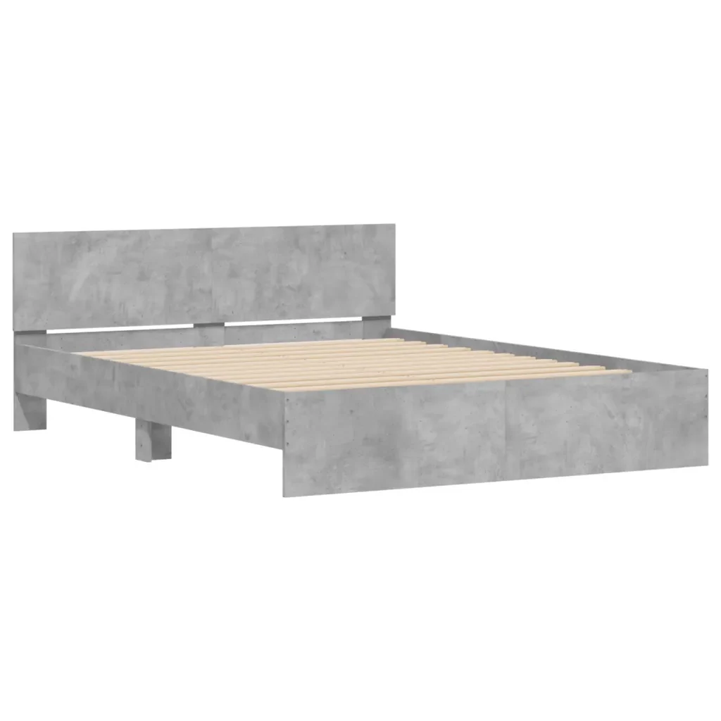 Letto matrimoniale | Letto per adulti | Giroletto con Testiera e LED Grigio Cemento 160x200 cm - Image 6