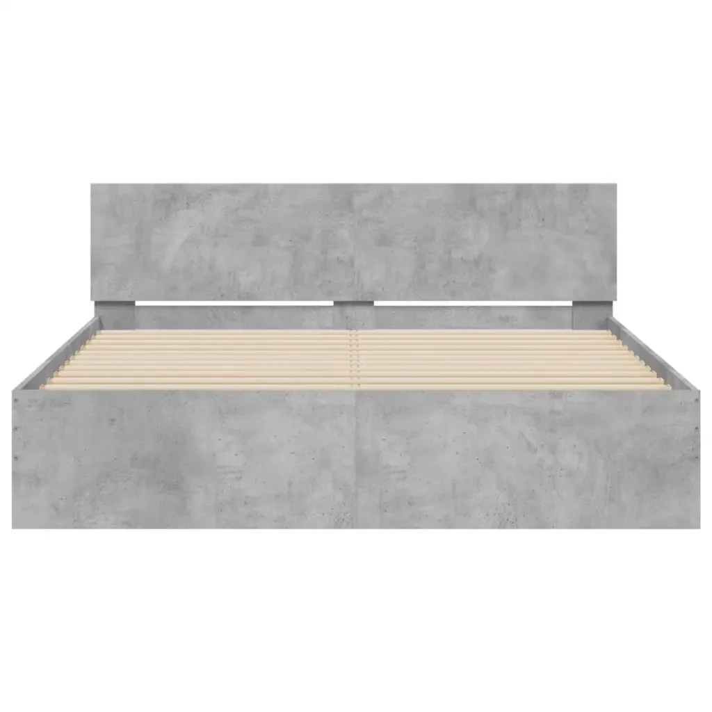 Letto matrimoniale | Letto per adulti | Giroletto con Testiera e LED Grigio Cemento 160x200 cm - Image 7