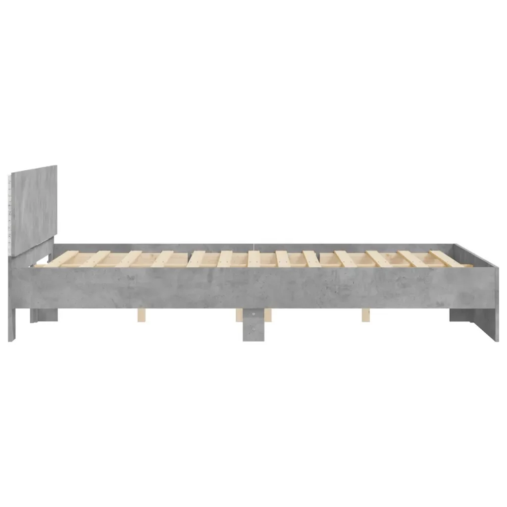 Letto matrimoniale | Letto per adulti | Giroletto con Testiera e LED Grigio Cemento 160x200 cm - Image 8