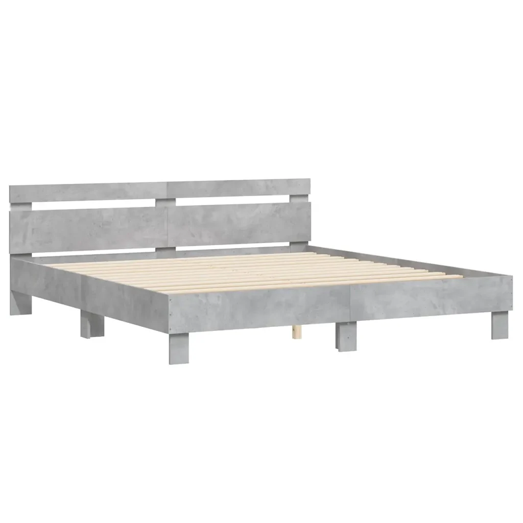 Letto matrimoniale | Letto per adulti | Giroletto con Testiera e LED Grigio Cemento 160x200 cm - Image 6