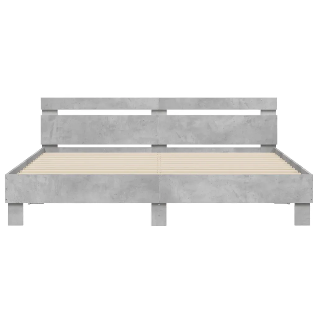 Letto matrimoniale | Letto per adulti | Giroletto con Testiera e LED Grigio Cemento 160x200 cm - Image 7