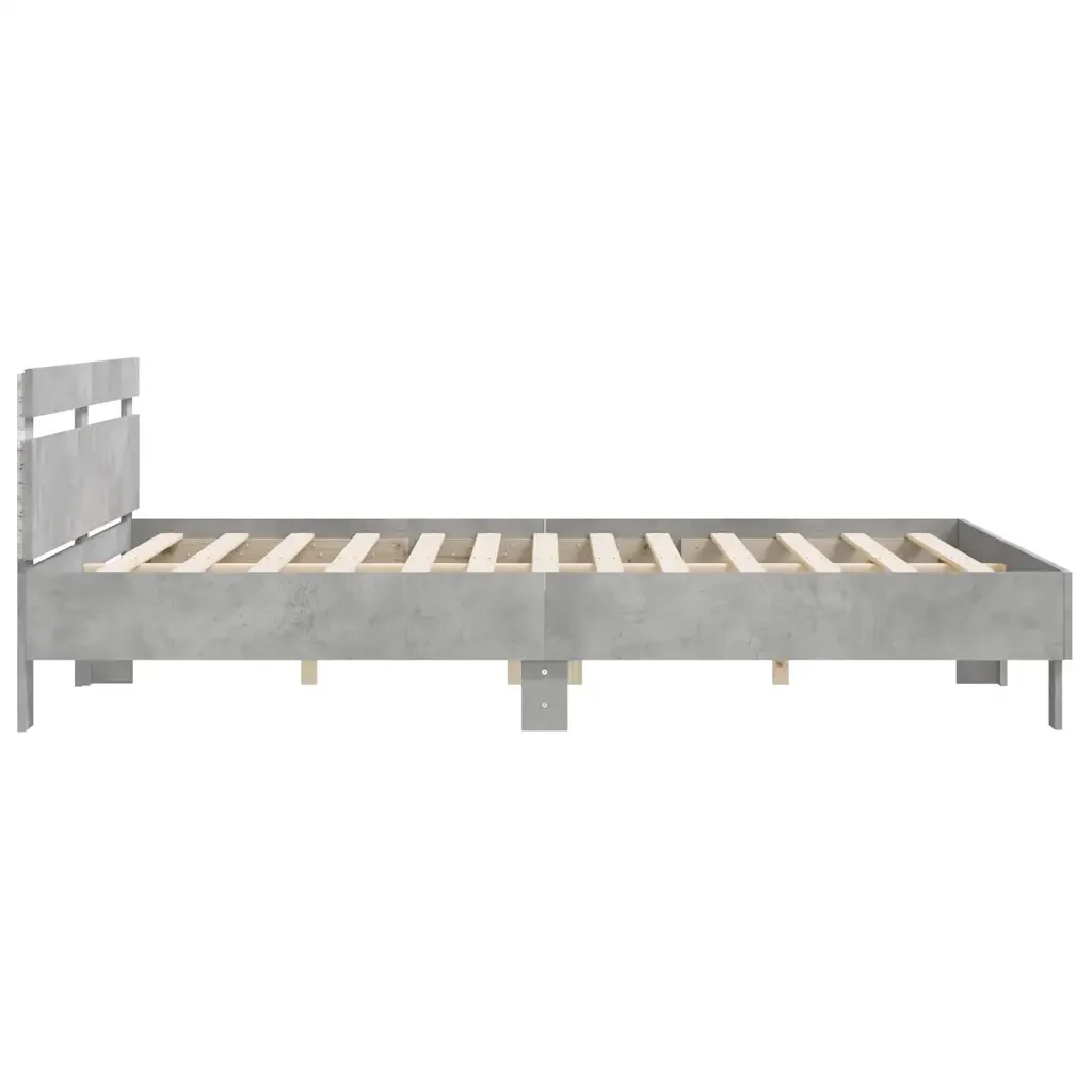 Letto matrimoniale | Letto per adulti | Giroletto con Testiera e LED Grigio Cemento 160x200 cm - Image 8