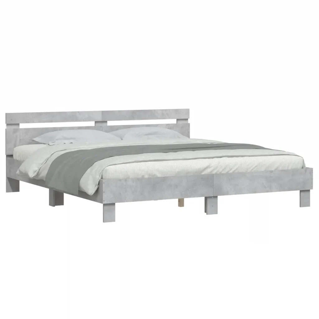Letto matrimoniale | Letto per adulti | Giroletto con Testiera e LED Grigio Cemento 180x200 cm - Image 4