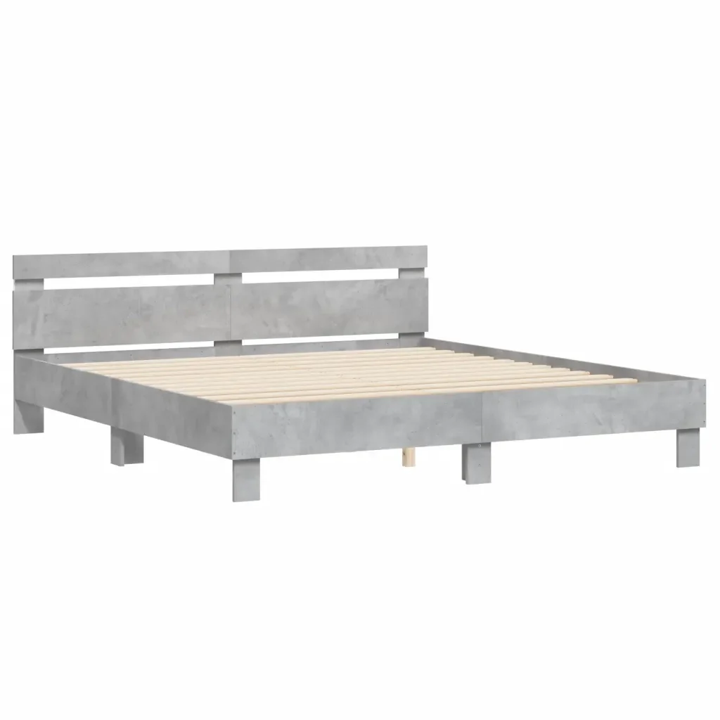 Letto matrimoniale | Letto per adulti | Giroletto con Testiera e LED Grigio Cemento 180x200 cm - Image 6