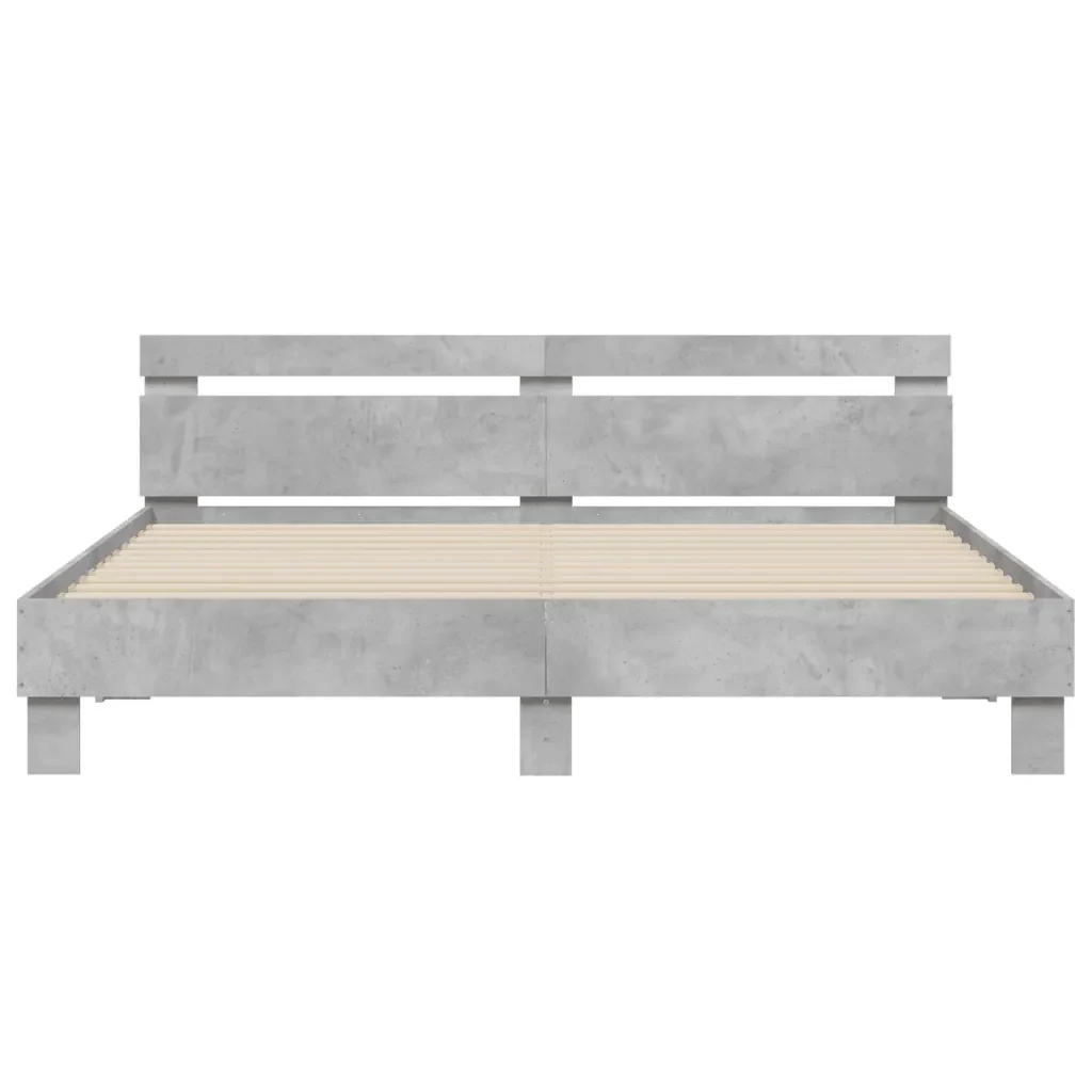 Letto matrimoniale | Letto per adulti | Giroletto con Testiera e LED Grigio Cemento 180x200 cm - Image 7