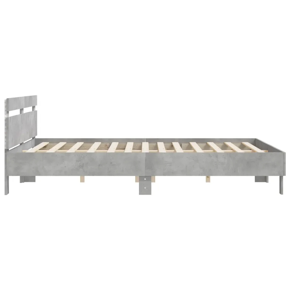Letto matrimoniale | Letto per adulti | Giroletto con Testiera e LED Grigio Cemento 180x200 cm - Image 8