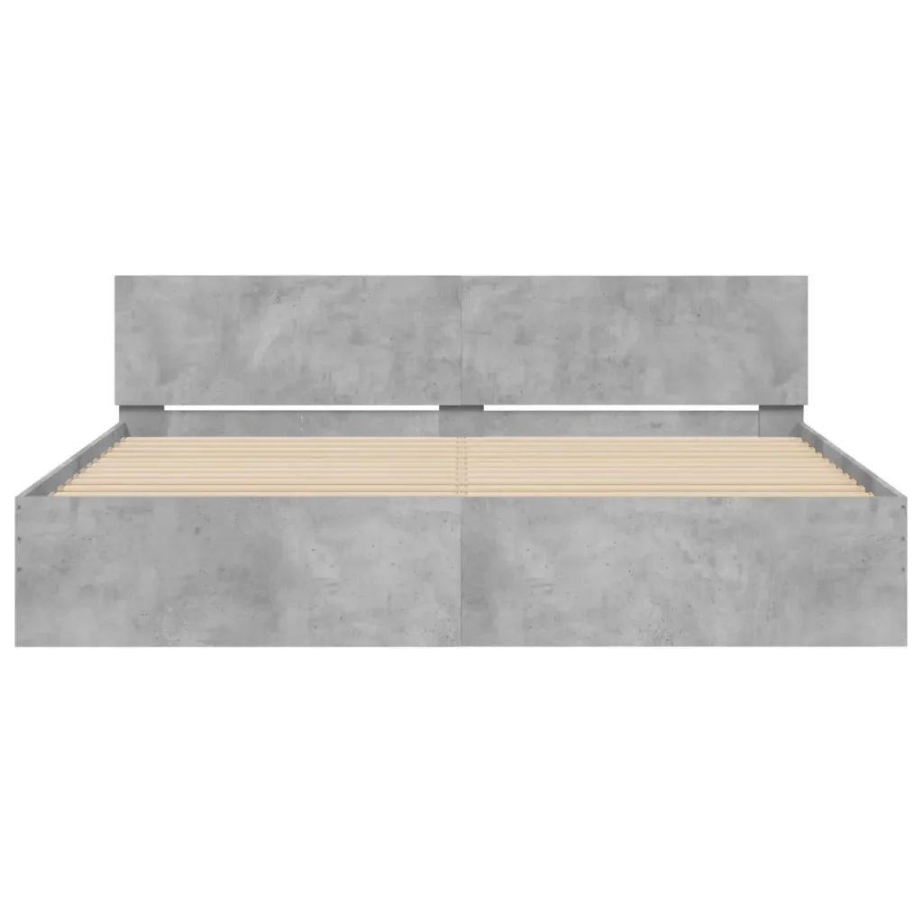 Letto matrimoniale | Letto per adulti | Giroletto con Testiera e LED Grigio Cemento 200x200 cm - Image 7