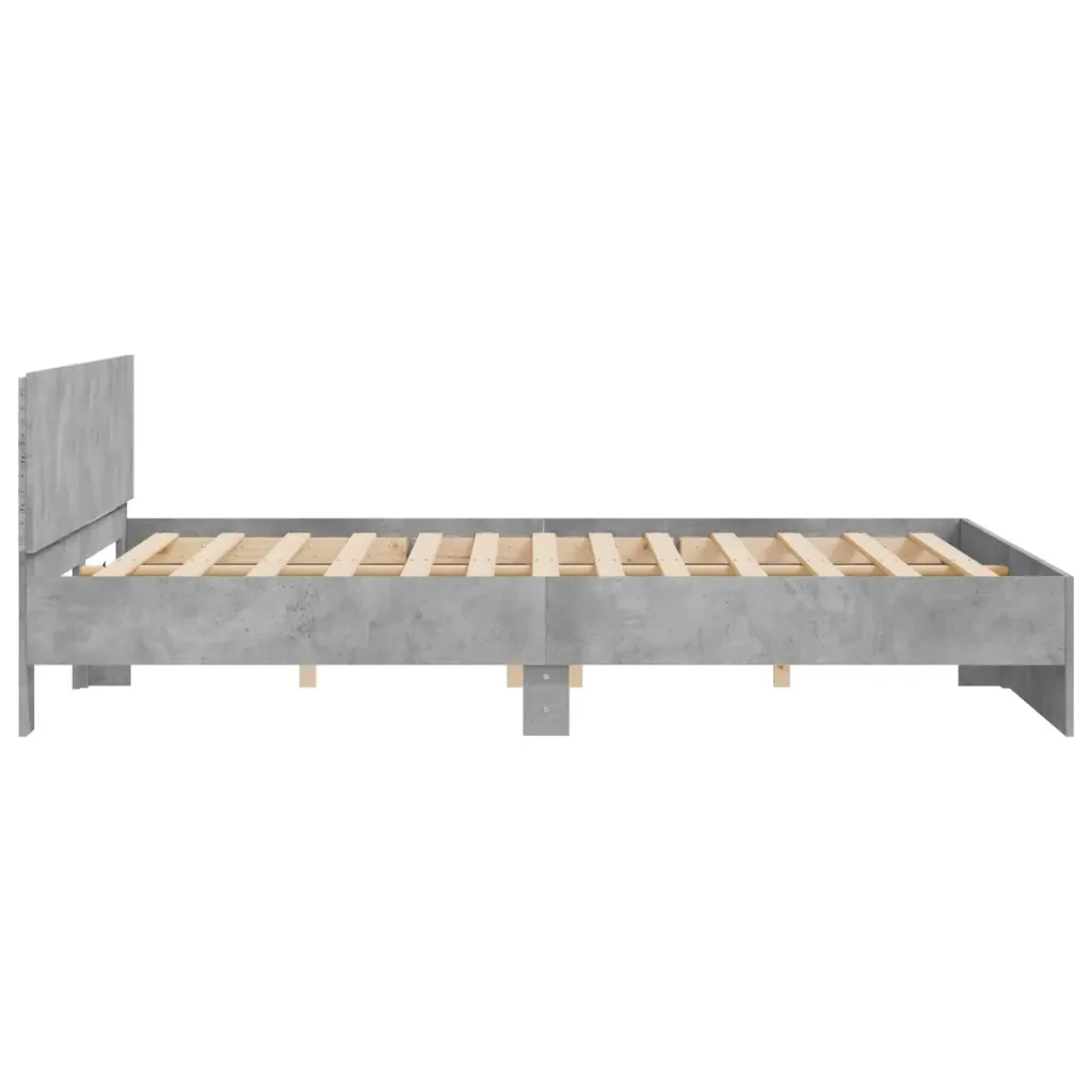 Letto matrimoniale | Letto per adulti | Giroletto con Testiera e LED Grigio Cemento 200x200 cm - Image 8