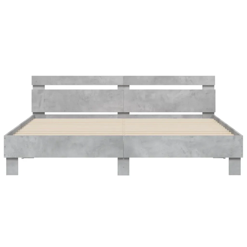 Letto matrimoniale | Letto per adulti | Giroletto con Testiera e LED Grigio Cemento 200x200 cm - Image 7