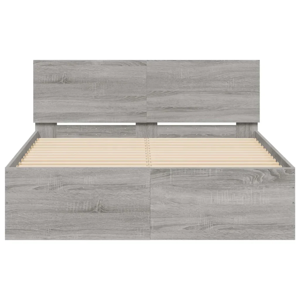 Letto matrimoniale | Letto per adulti | Giroletto con Testiera e LED Grigio Sonoma 120x190 cm - Image 7