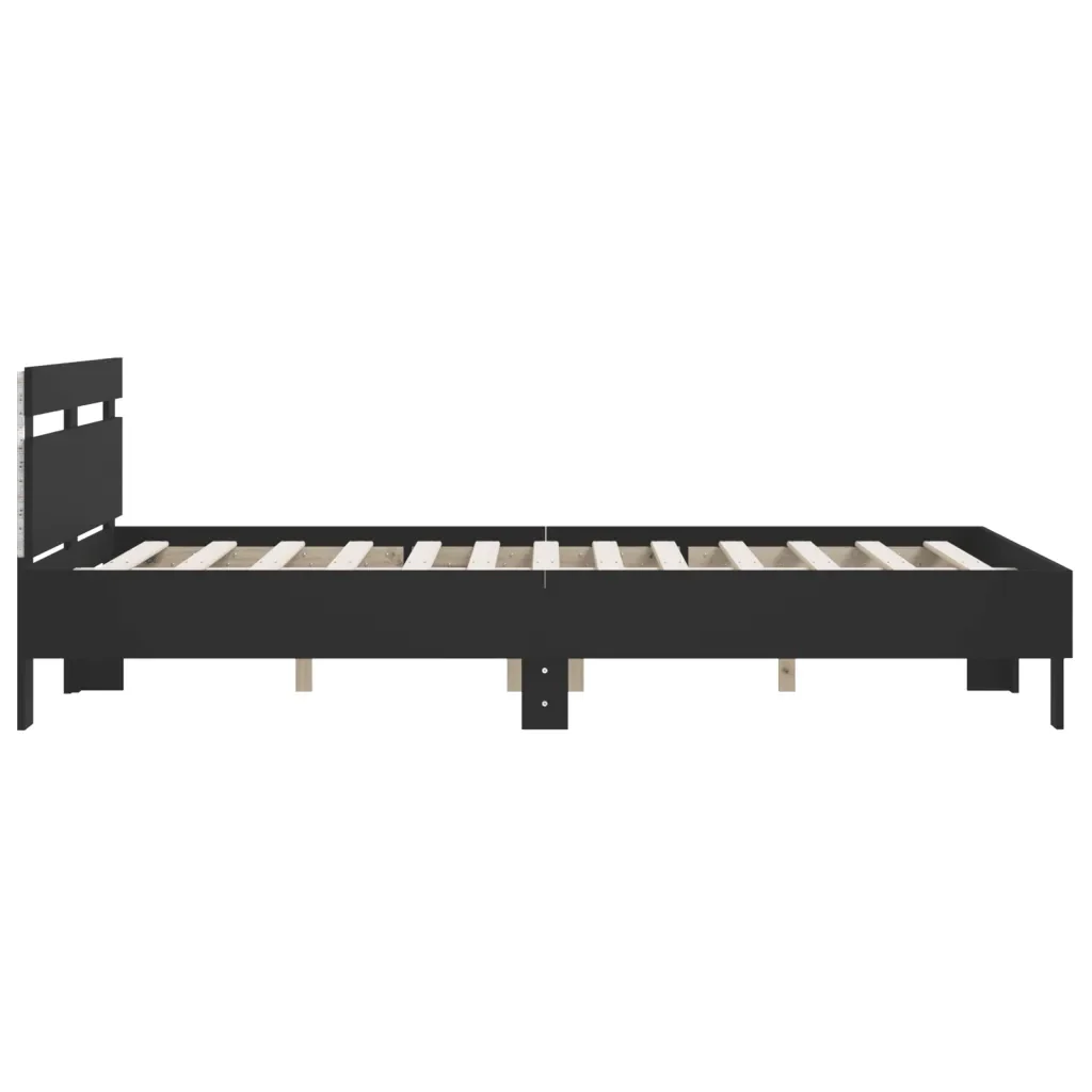 Letto matrimoniale | Letto per adulti | Giroletto con Testiera e LED Nero 140x190 cm - Image 8