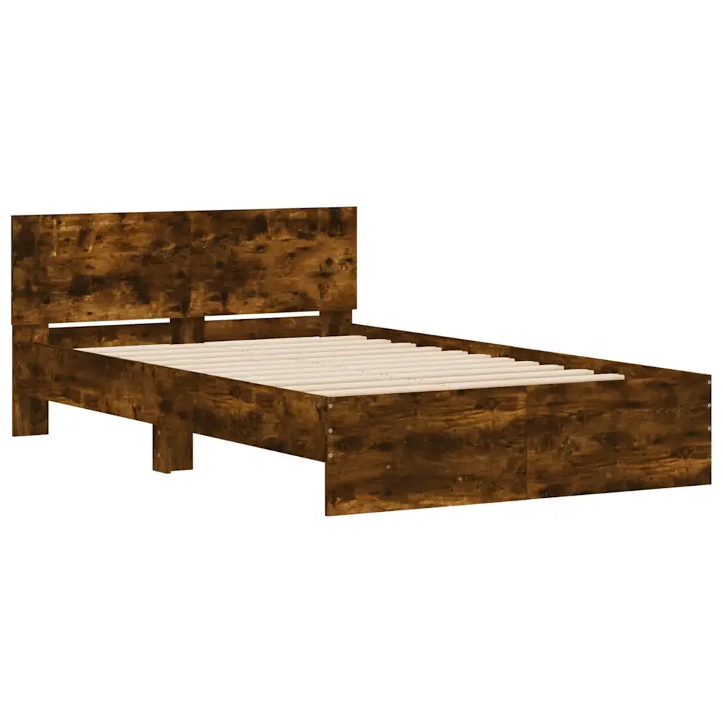 Letto matrimoniale | Letto per adulti | Giroletto con Testiera e LED Rovere Fumo 140x190 cm - Image 6