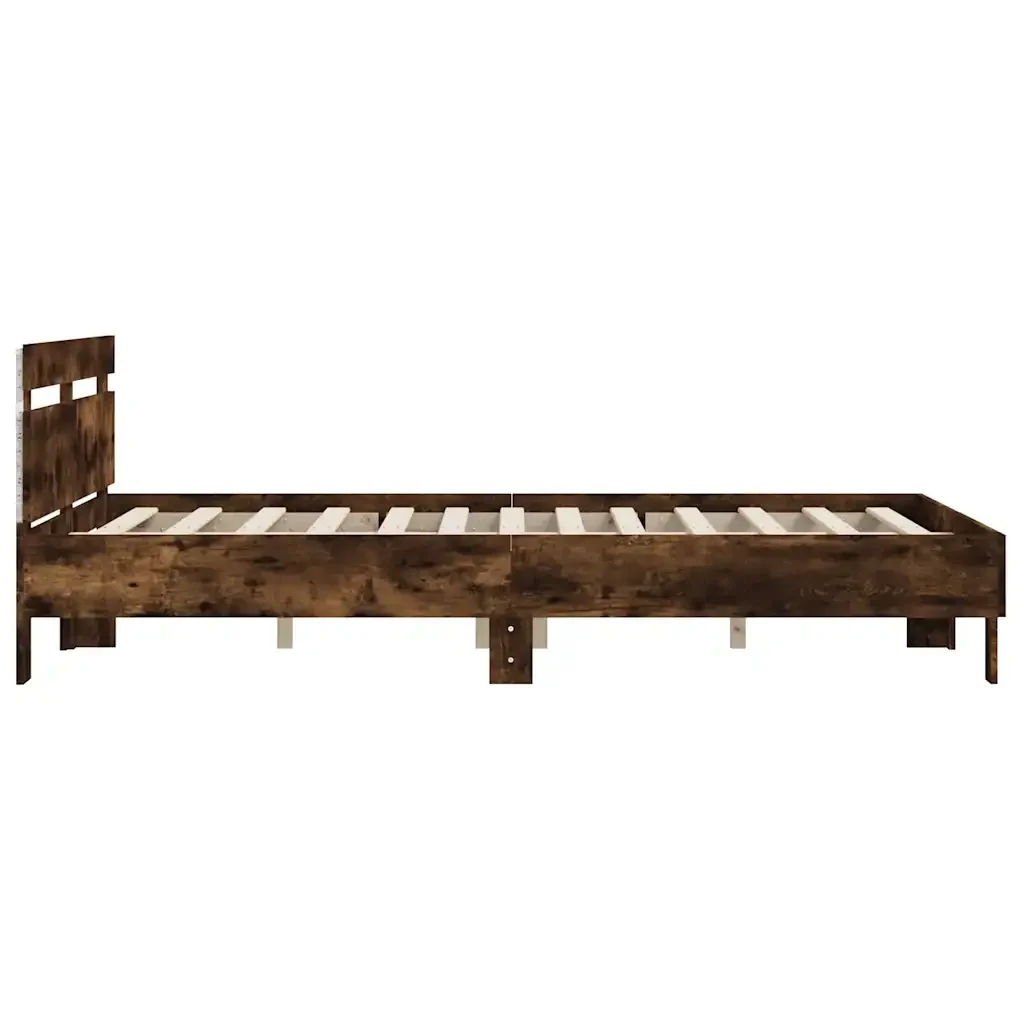 Letto matrimoniale | Letto per adulti | Giroletto con Testiera e LED Rovere Fumo 140x190 cm - Image 8