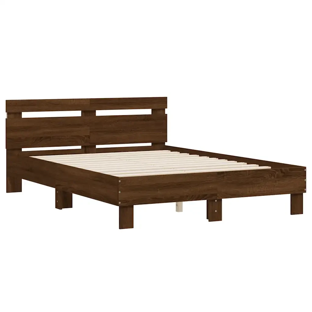 Letto matrimoniale | Letto per adulti | Giroletto con Testiera e LED Rovere Marrone 120x190 cm - Image 6
