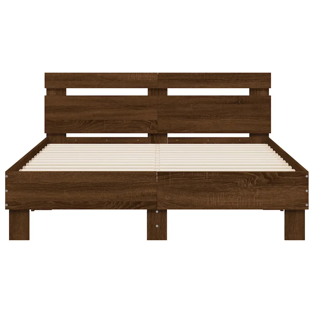 Letto matrimoniale | Letto per adulti | Giroletto con Testiera e LED Rovere Marrone 120x190 cm - Image 7