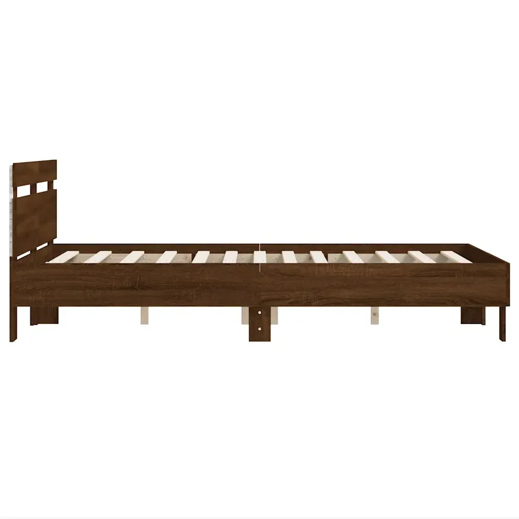 Letto matrimoniale | Letto per adulti | Giroletto con Testiera e LED Rovere Marrone 120x190 cm - Image 8