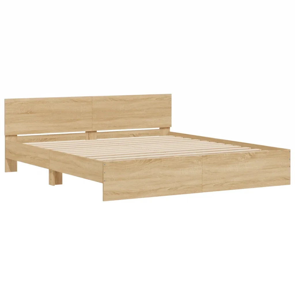 Letto matrimoniale | Letto per adulti | Giroletto con Testiera e LED Rovere Sonoma 180x200 cm - Image 6