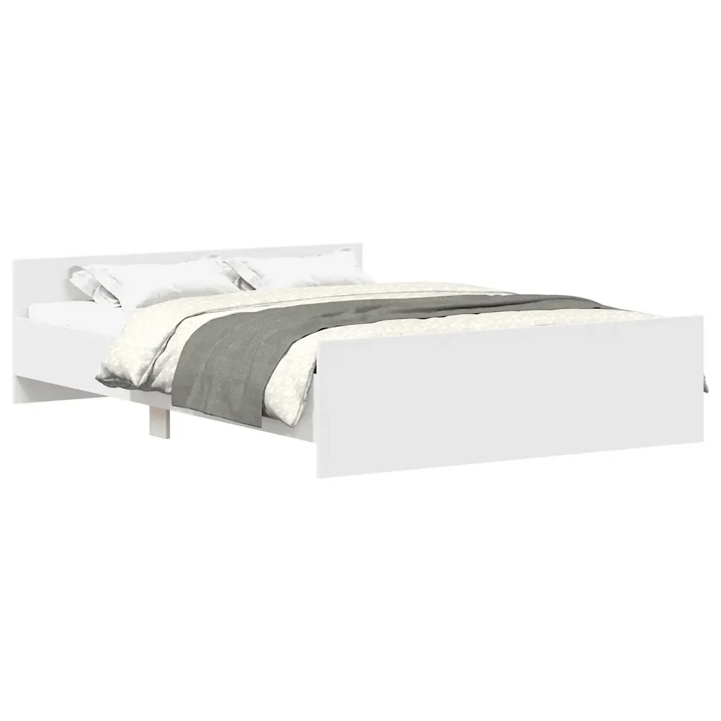 Letto matrimoniale | Letto per adulti | Giroletto con Testiera e Pediera Bianco 120x200 cm