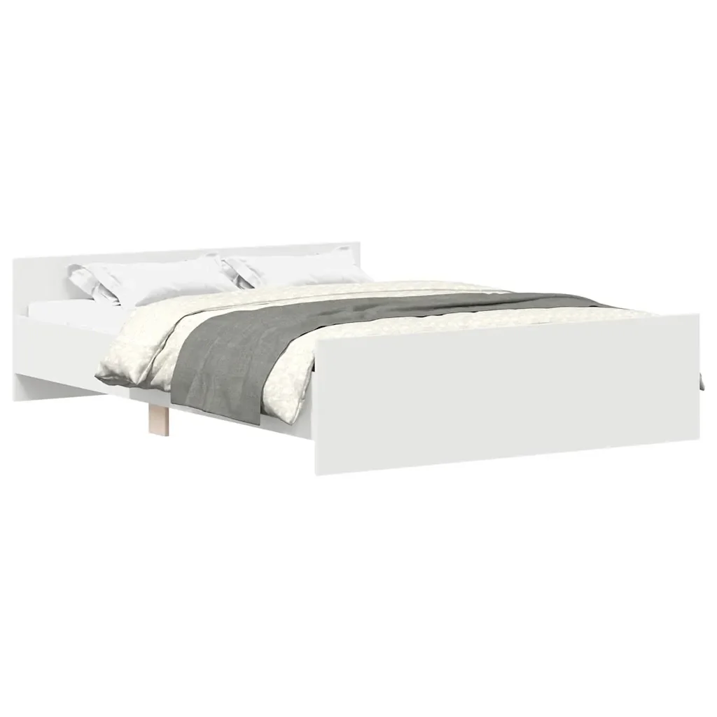 Letto matrimoniale | Letto per adulti | Giroletto con Testiera e Pediera Bianco 135x190 cm