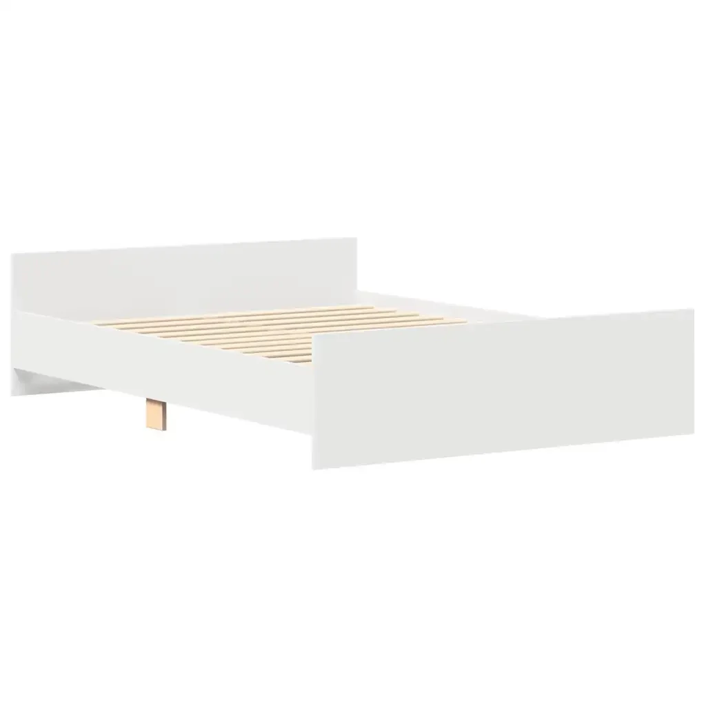 Letto matrimoniale | Letto per adulti | Giroletto con Testiera e Pediera Bianco 135x190 cm - Image 4