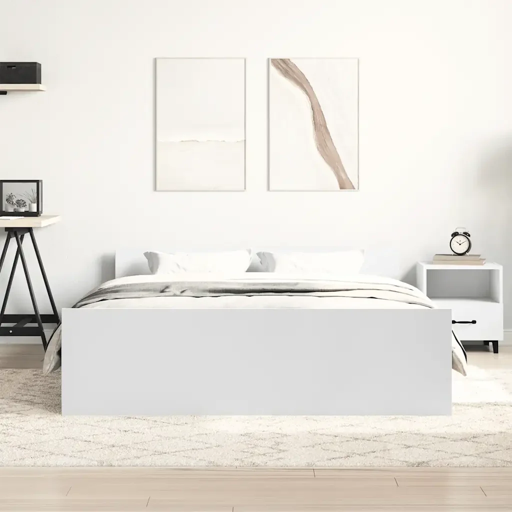 Letto matrimoniale | Letto per adulti | Giroletto con Testiera e Pediera Bianco 140x200 cm - Image 3
