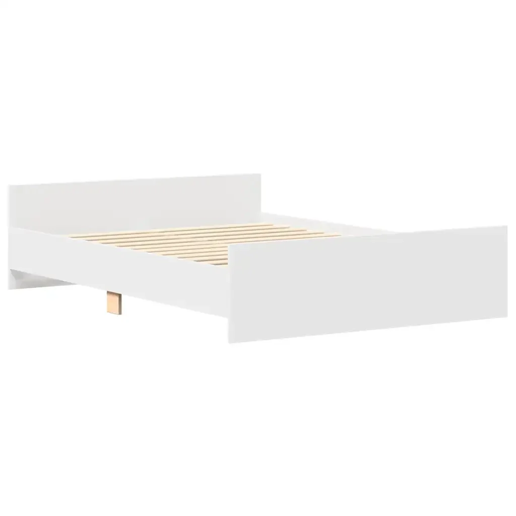 Letto matrimoniale | Letto per adulti | Giroletto con Testiera e Pediera Bianco 140x200 cm - Image 4