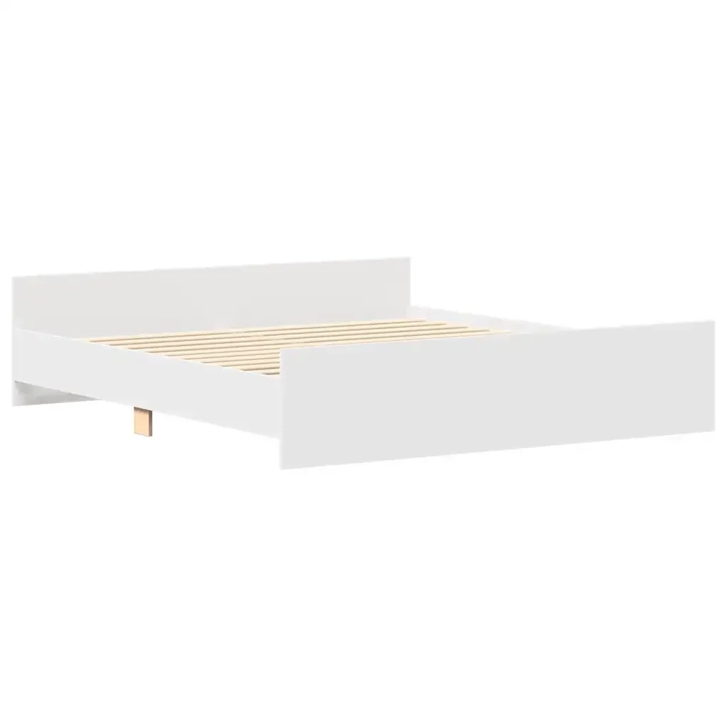 Letto matrimoniale | Letto per adulti | Giroletto con Testiera e Pediera Bianco 160x200 cm - Image 4