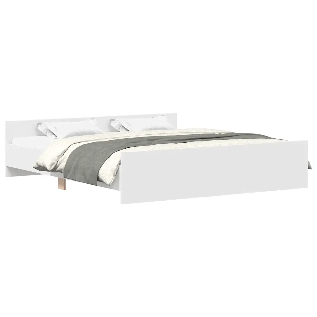 Letto matrimoniale | Letto per adulti | Giroletto con Testiera e Pediera Bianco 180x200 cm