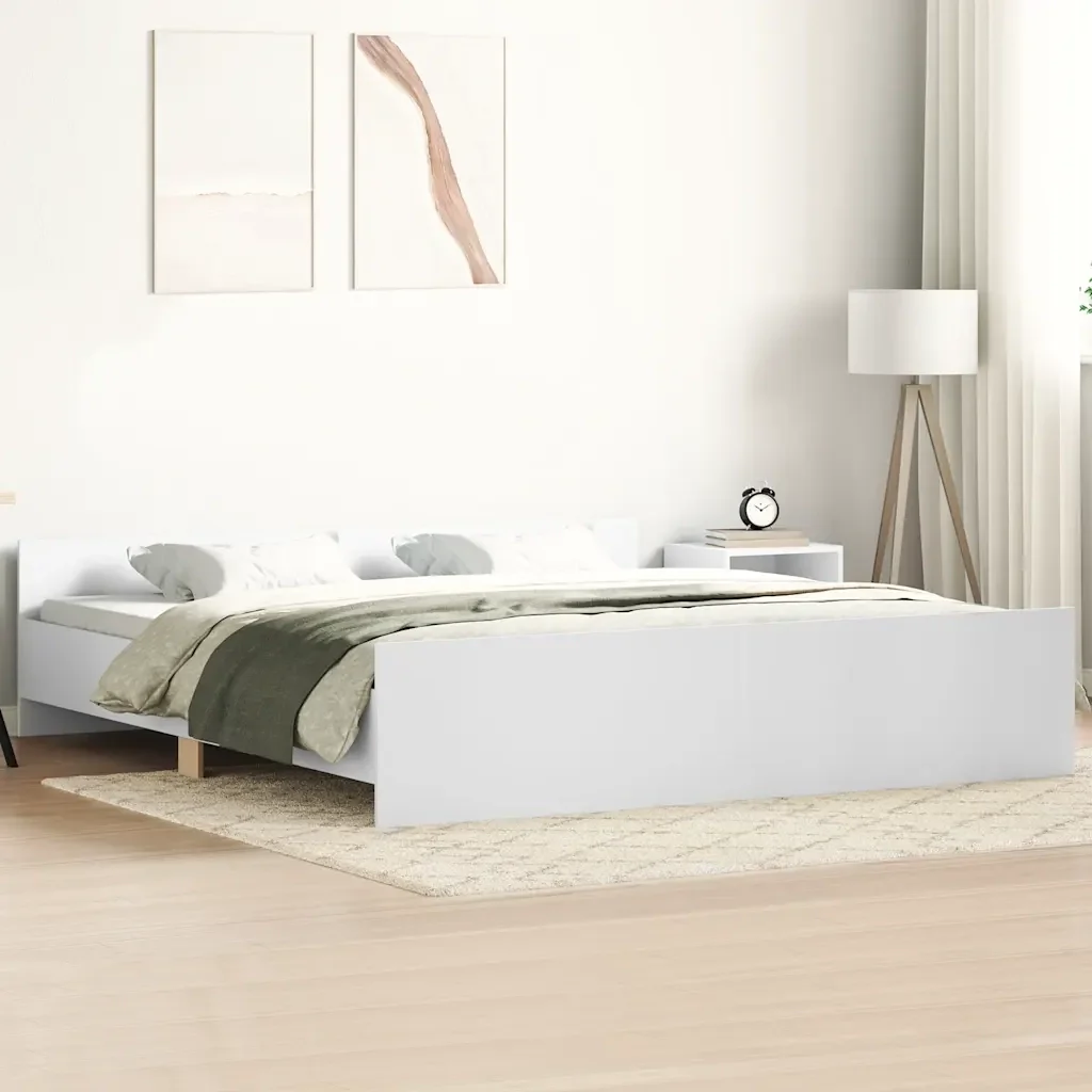 Letto matrimoniale | Letto per adulti | Giroletto con Testiera e Pediera Bianco 180x200 cm - Image 2
