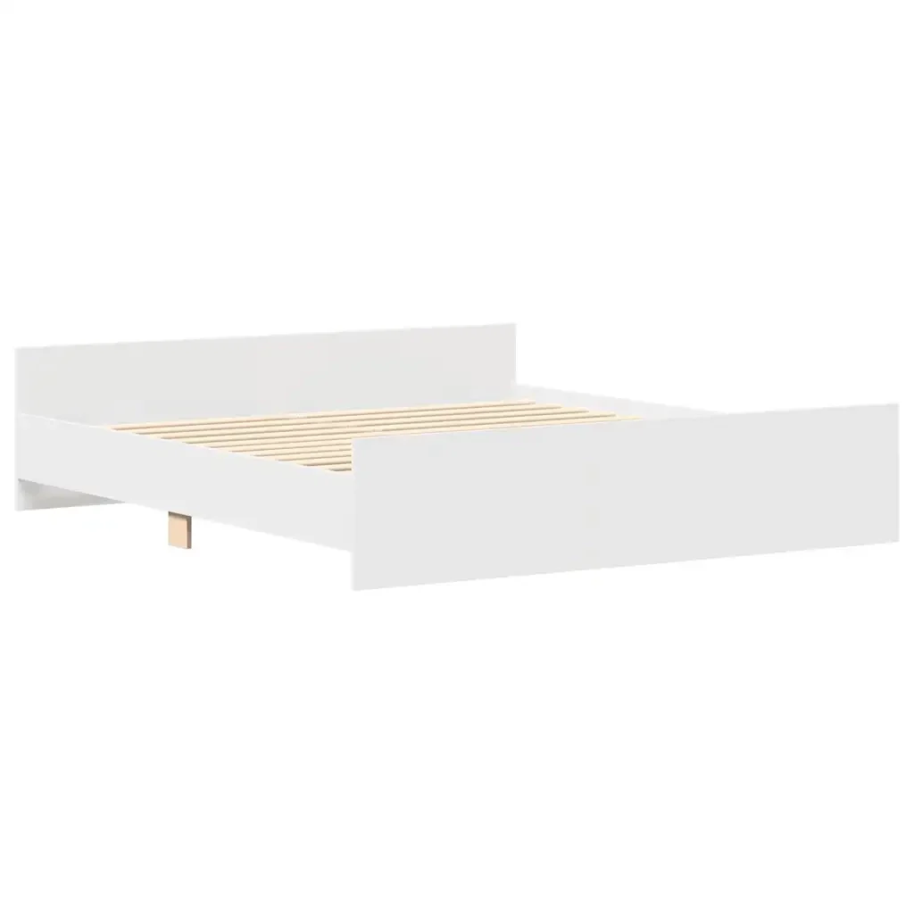 Letto matrimoniale | Letto per adulti | Giroletto con Testiera e Pediera Bianco 200x200 cm - Image 10
