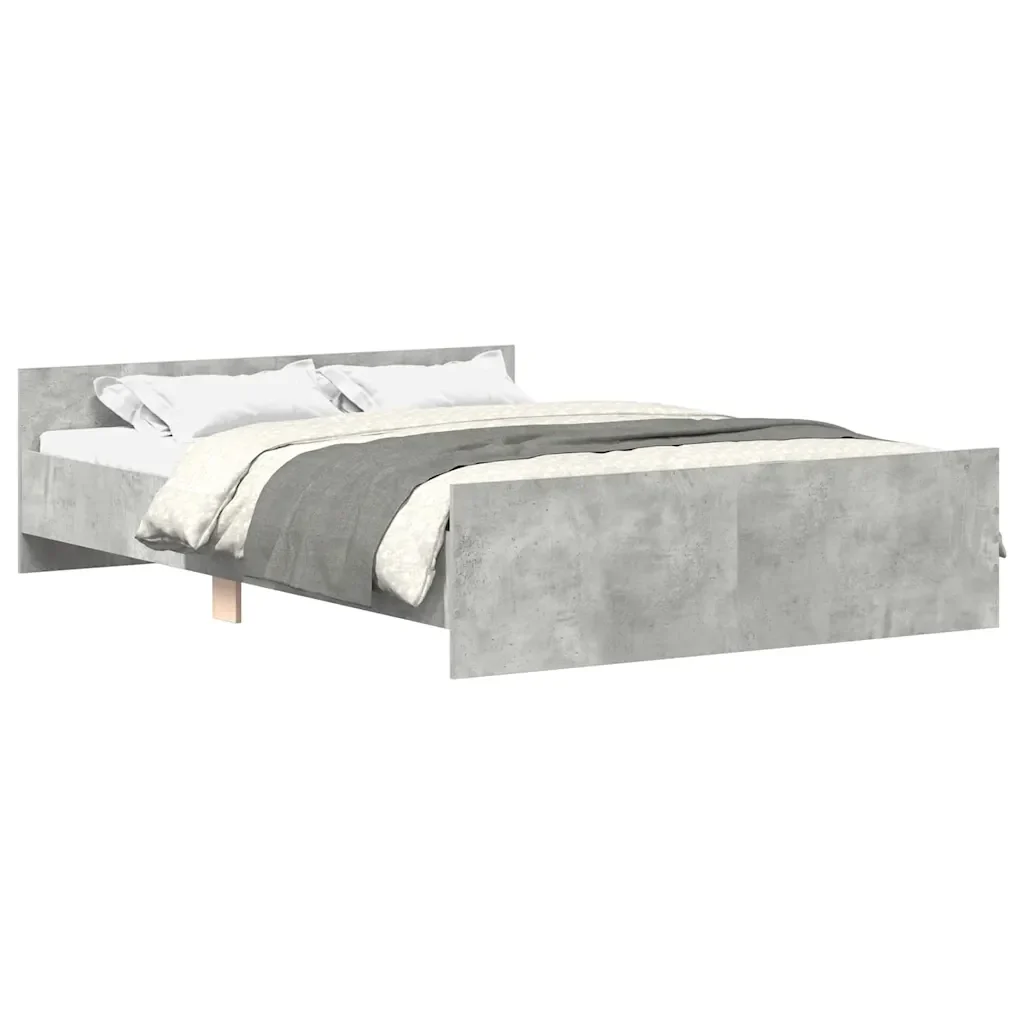Letto matrimoniale | Letto per adulti | Giroletto con Testiera e Pediera Grigio Cemento 140x190 cm