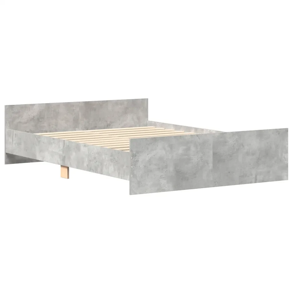Letto matrimoniale | Letto per adulti | Giroletto con Testiera e Pediera Grigio Cemento 150x200 cm - Image 5