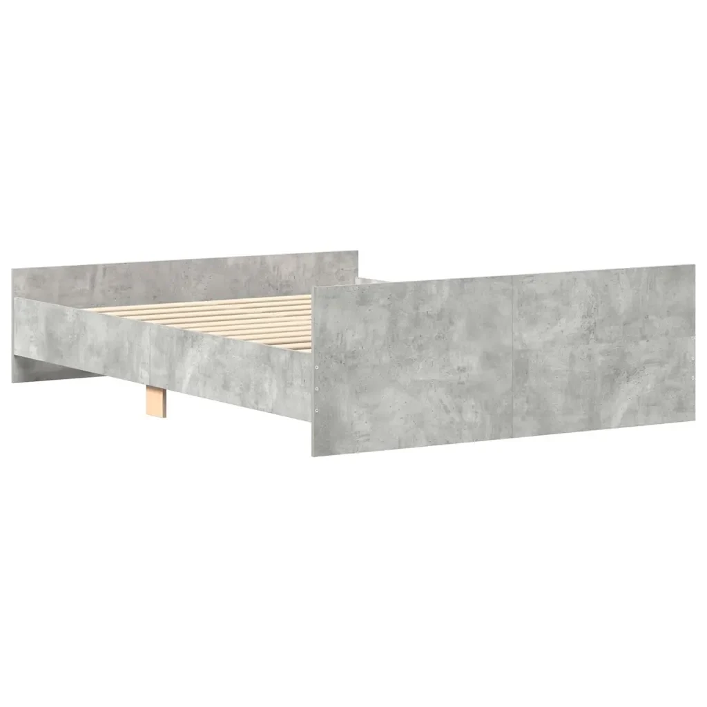 Letto matrimoniale | Letto per adulti | Giroletto con Testiera e Pediera Grigio Cemento 150x200 cm - Image 7