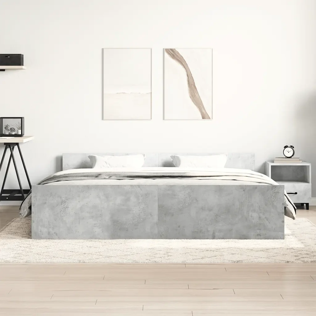 Letto matrimoniale | Letto per adulti | Giroletto con Testiera e Pediera Grigio Cemento 160x200 cm - Image 3