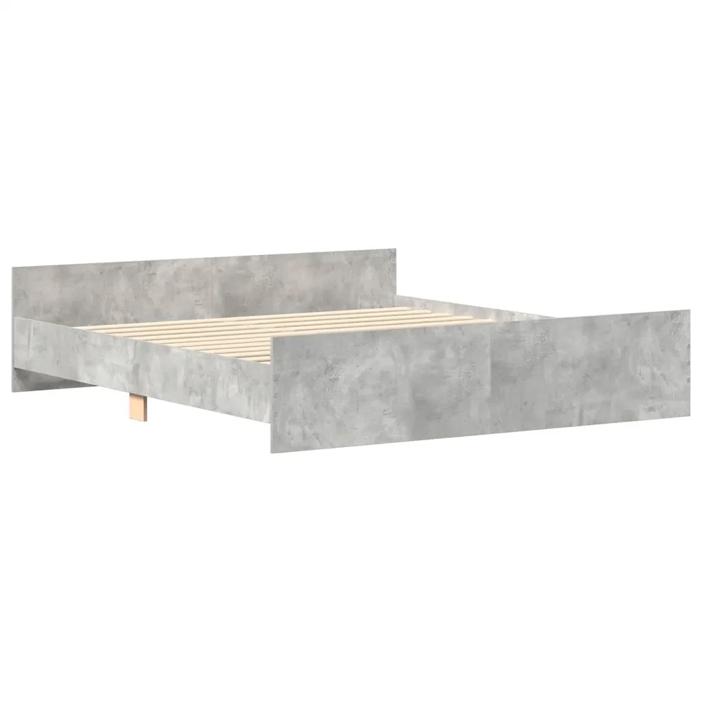 Letto matrimoniale | Letto per adulti | Giroletto con Testiera e Pediera Grigio Cemento 160x200 cm - Image 4