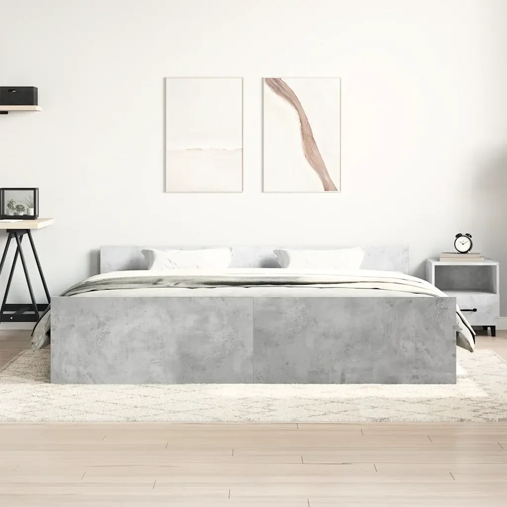 Letto matrimoniale | Letto per adulti | Giroletto con Testiera e Pediera Grigio Cemento 180x200 cm - Image 3