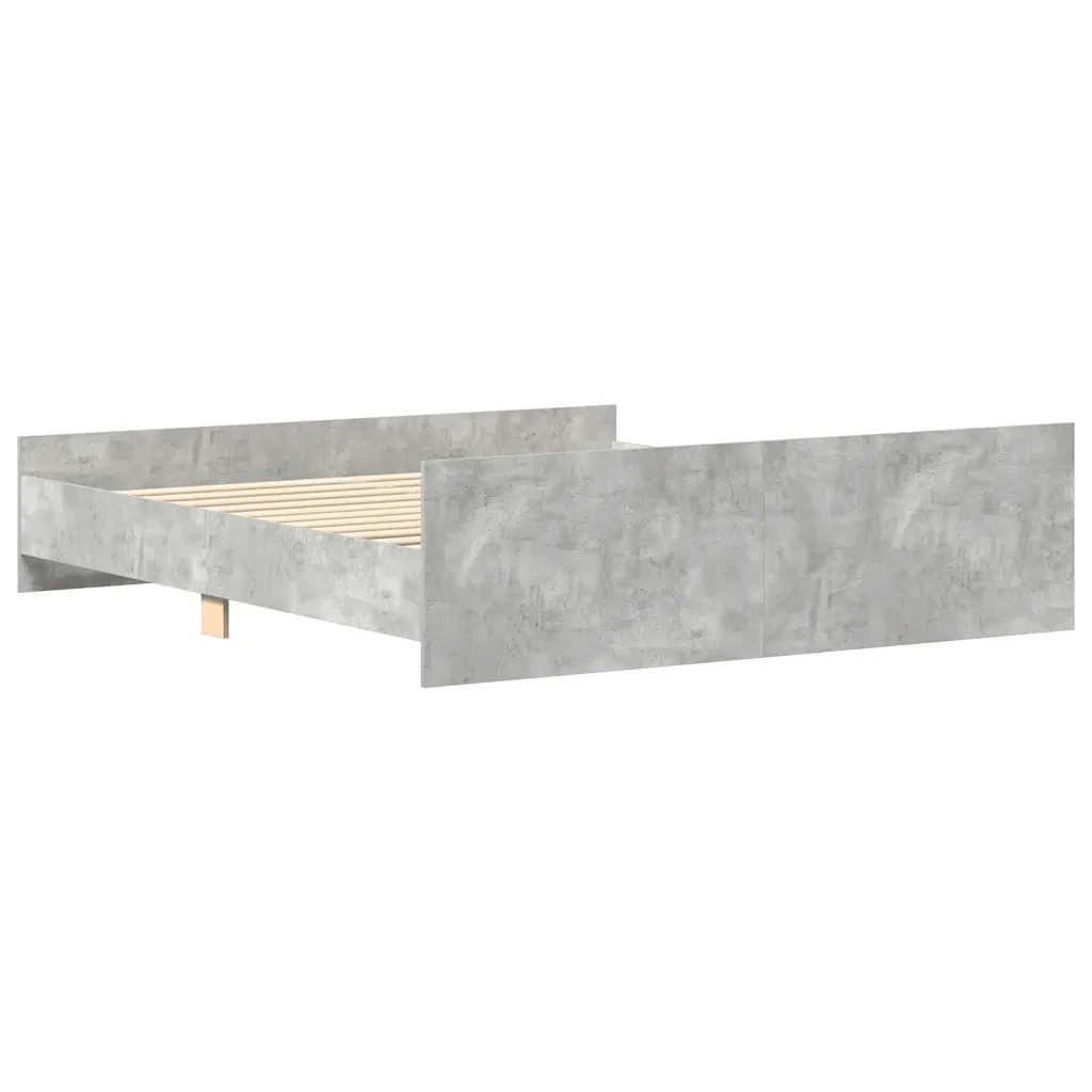 Letto matrimoniale | Letto per adulti | Giroletto con Testiera e Pediera Grigio Cemento 180x200 cm - Image 6