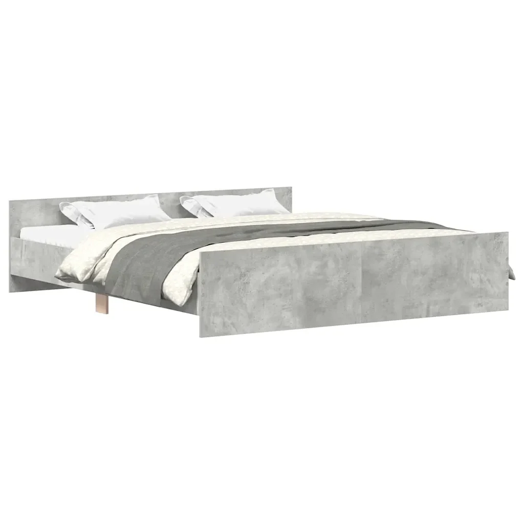 Letto matrimoniale | Letto per adulti | Giroletto con Testiera e Pediera Grigio Cemento 200x200 cm