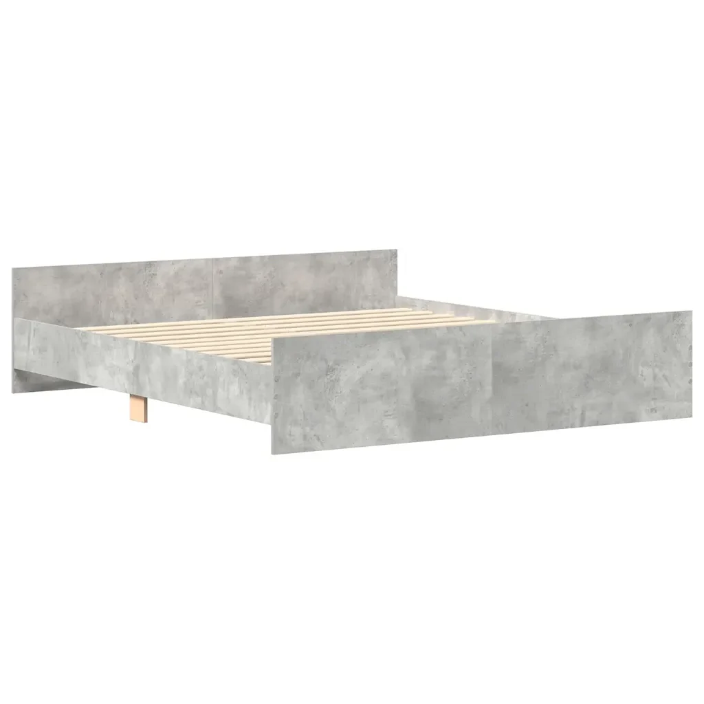 Letto matrimoniale | Letto per adulti | Giroletto con Testiera e Pediera Grigio Cemento 200x200 cm - Image 10
