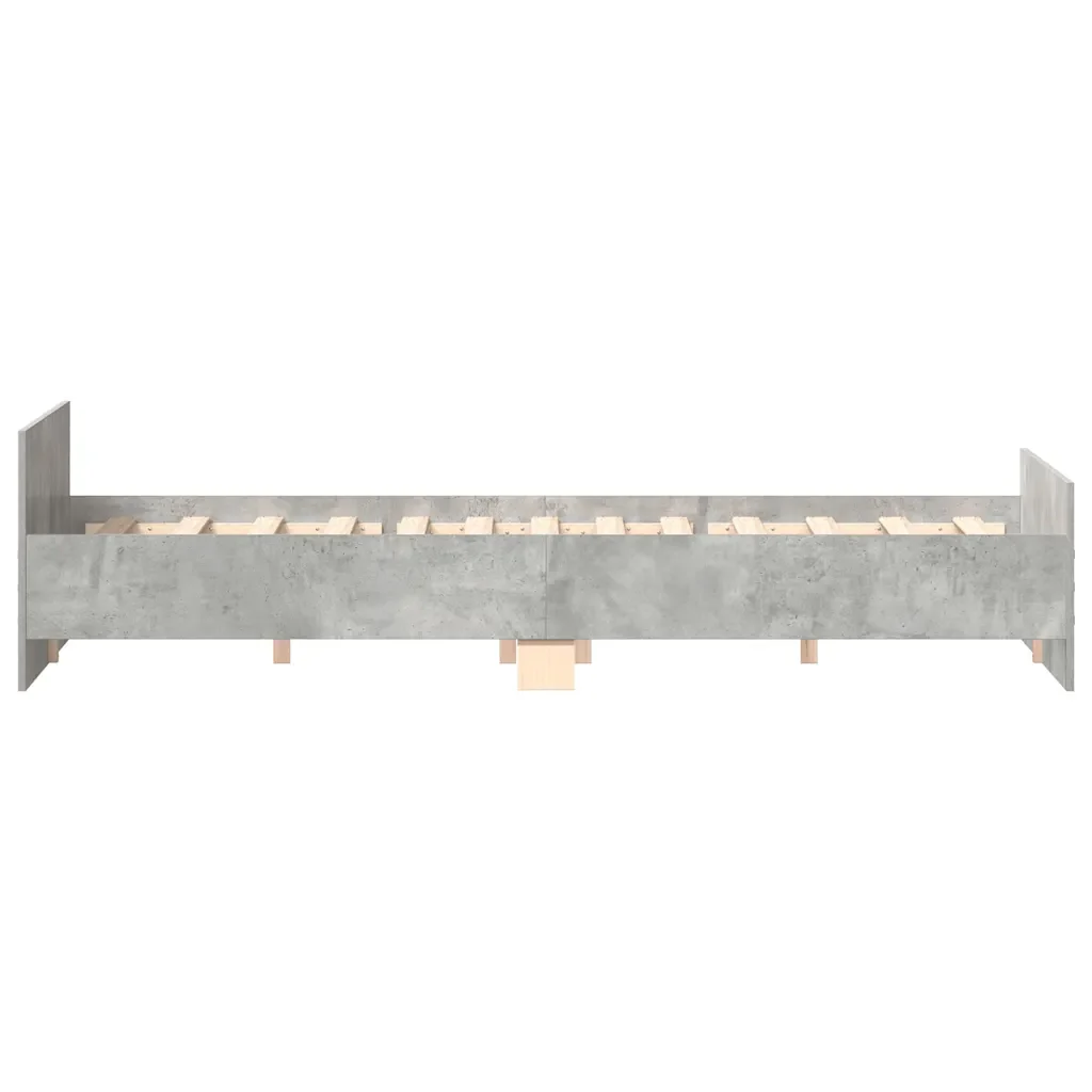 Letto matrimoniale | Letto per adulti | Giroletto con Testiera e Pediera Grigio Cemento 200x200 cm - Image 8