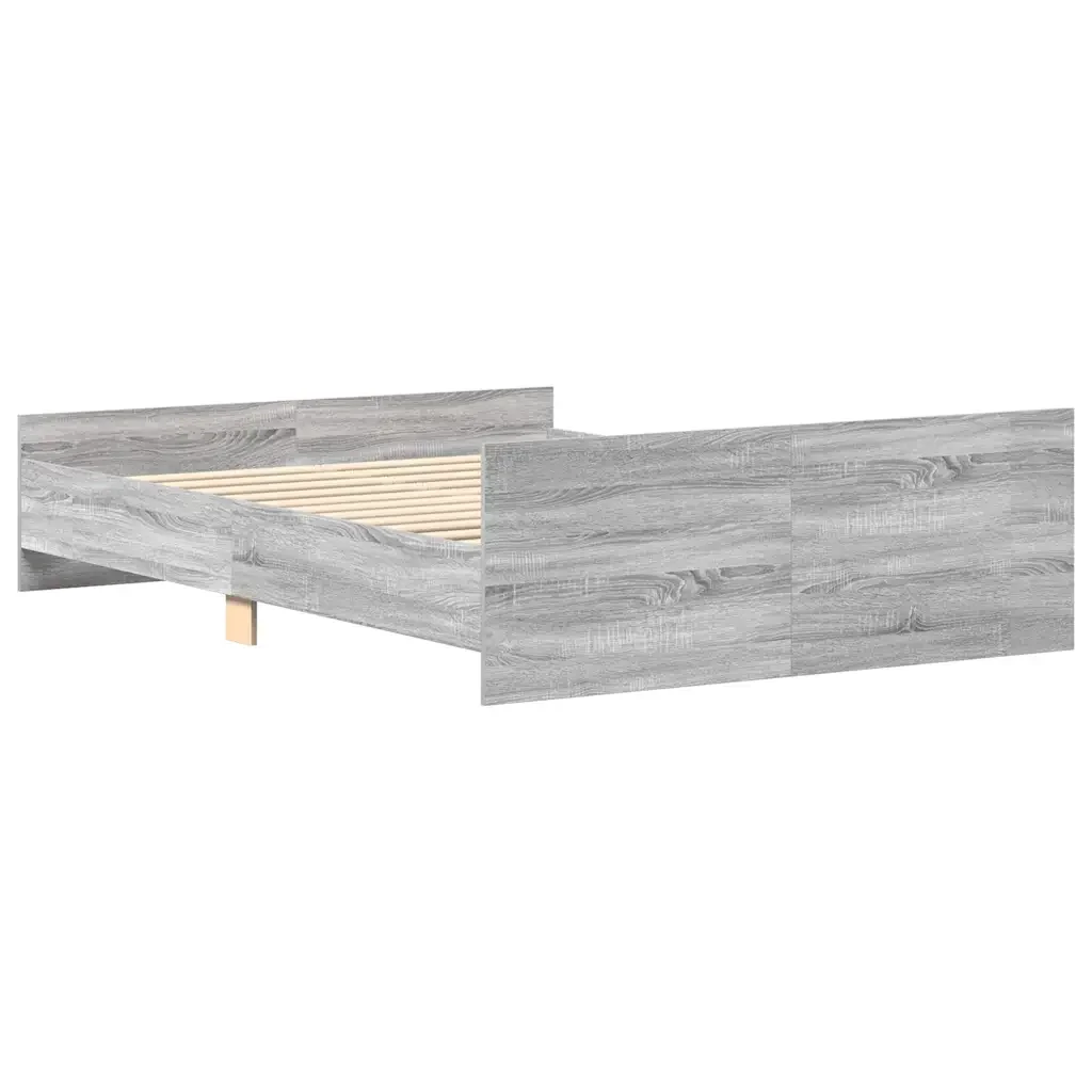 Letto matrimoniale | Letto per adulti | Giroletto con Testiera e Pediera Grigio Sonoma 120x190 cm - Image 6