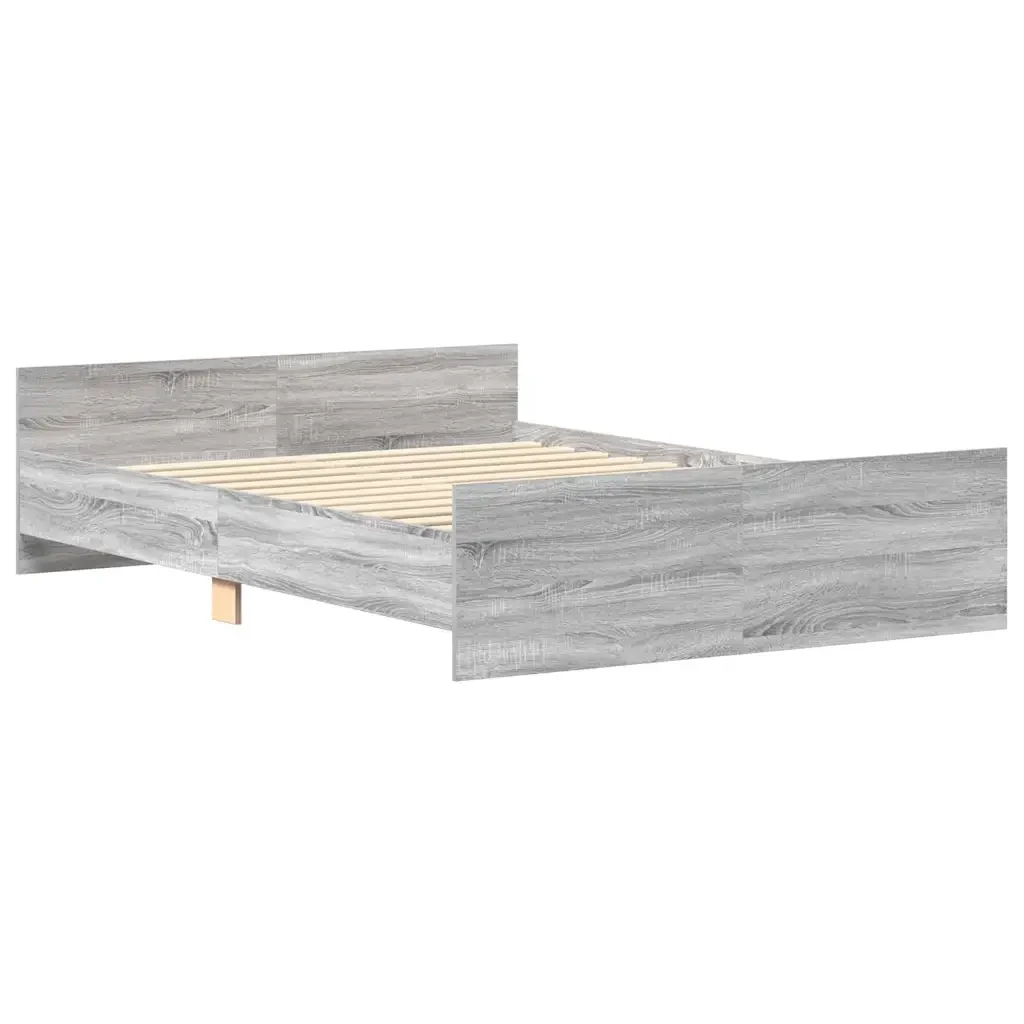 Letto matrimoniale | Letto per adulti | Giroletto con Testiera e Pediera Grigio Sonoma 120x200 cm - Image 4