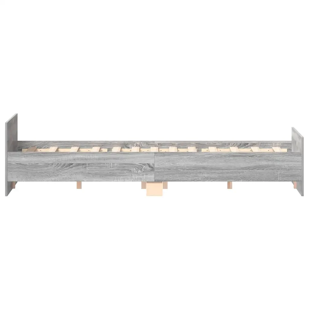 Letto matrimoniale | Letto per adulti | Giroletto con Testiera e Pediera Grigio Sonoma 135x190 cm - Image 6