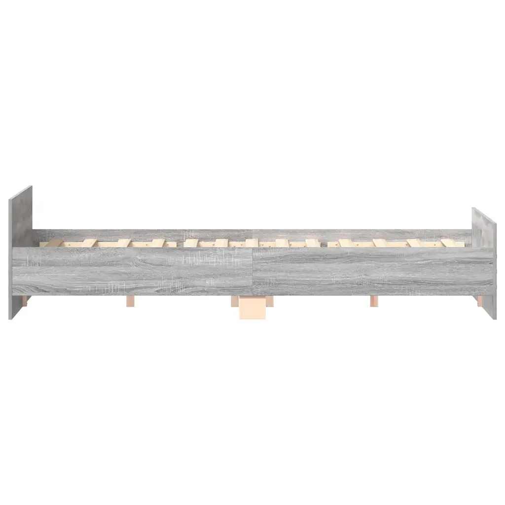 Letto matrimoniale | Letto per adulti | Giroletto con Testiera e Pediera Grigio Sonoma 160x200 cm - Image 7