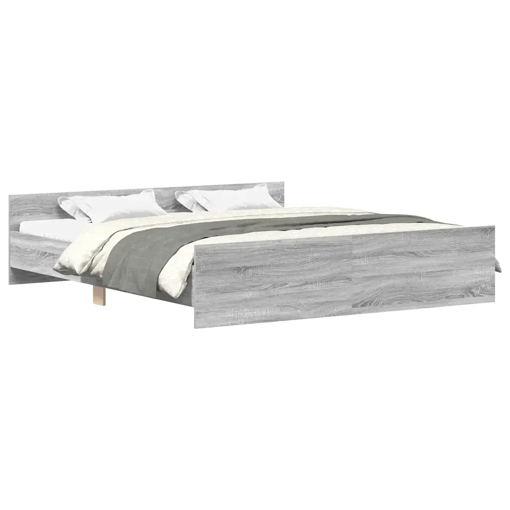Letto matrimoniale | Letto per adulti | Giroletto con Testiera e Pediera Grigio Sonoma 180x200 cm