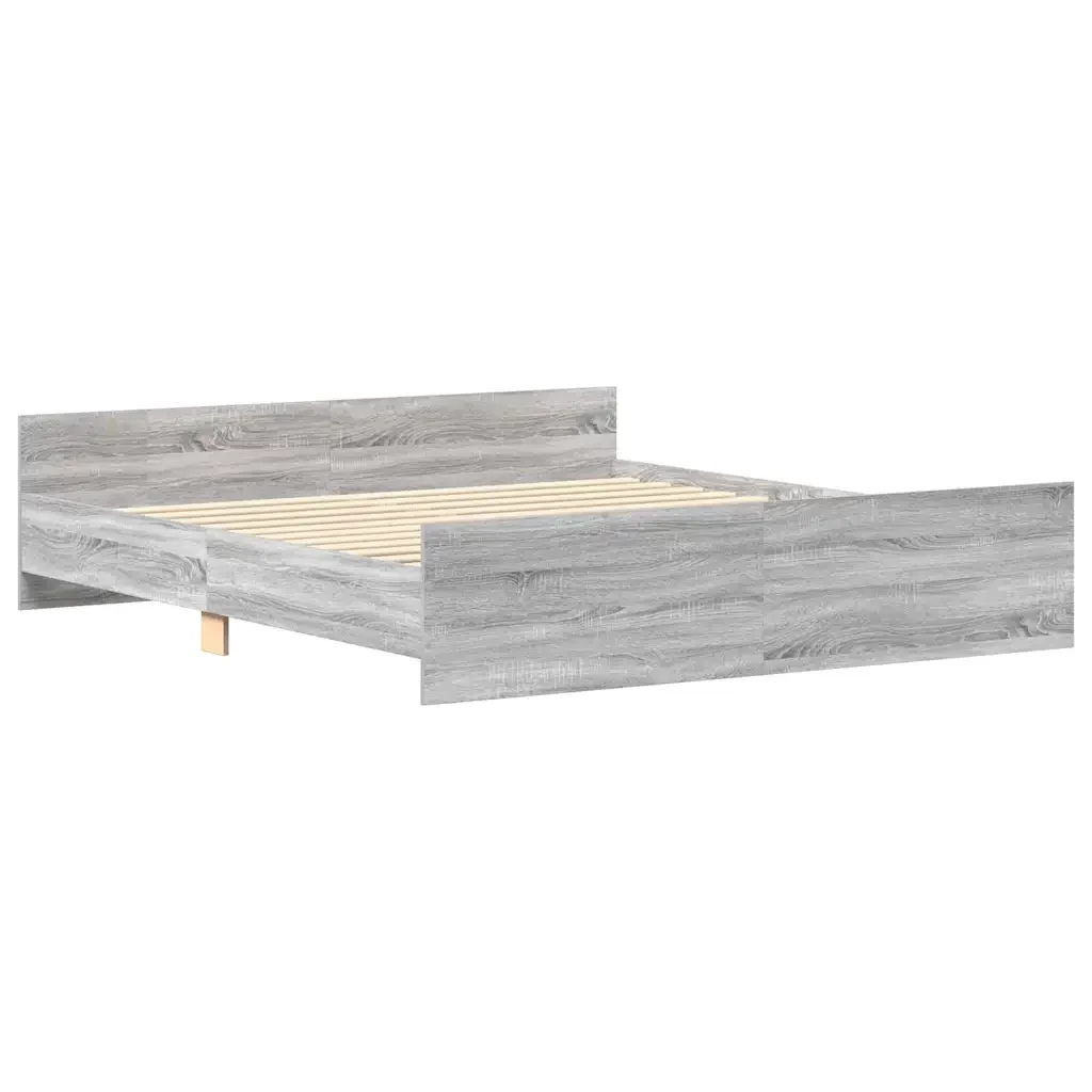 Letto matrimoniale | Letto per adulti | Giroletto con Testiera e Pediera Grigio Sonoma 180x200 cm - Image 5