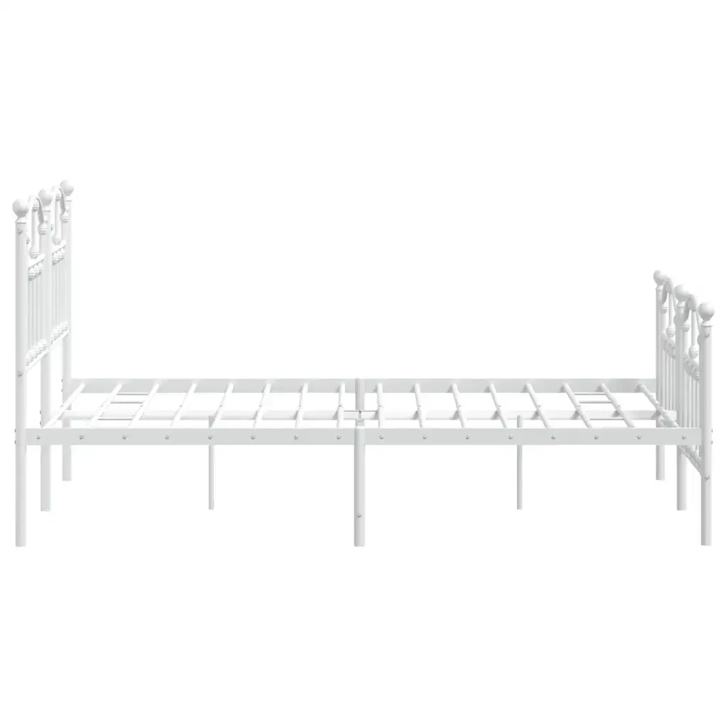 Letto matrimoniale | Letto per adulti | Giroletto con Testiera e Pediera Metallo Bianco 120x190 cm - Image 6