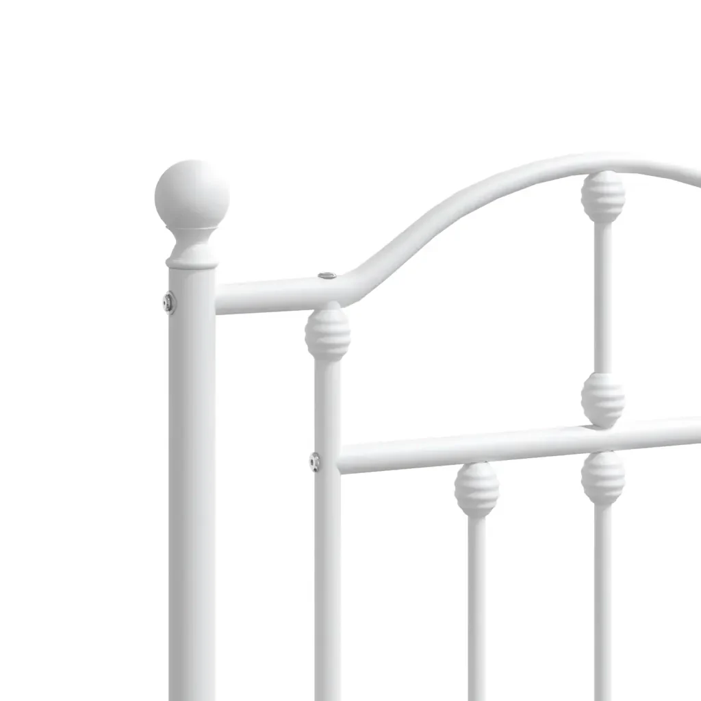 Letto matrimoniale | Letto per adulti | Giroletto con Testiera e Pediera Metallo Bianco 120x190 cm - Image 8