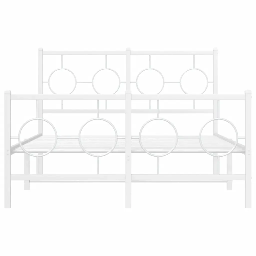 Letto matrimoniale | Letto per adulti | Giroletto con Testiera e Pediera Metallo Bianco 120x190 cm - Image 5