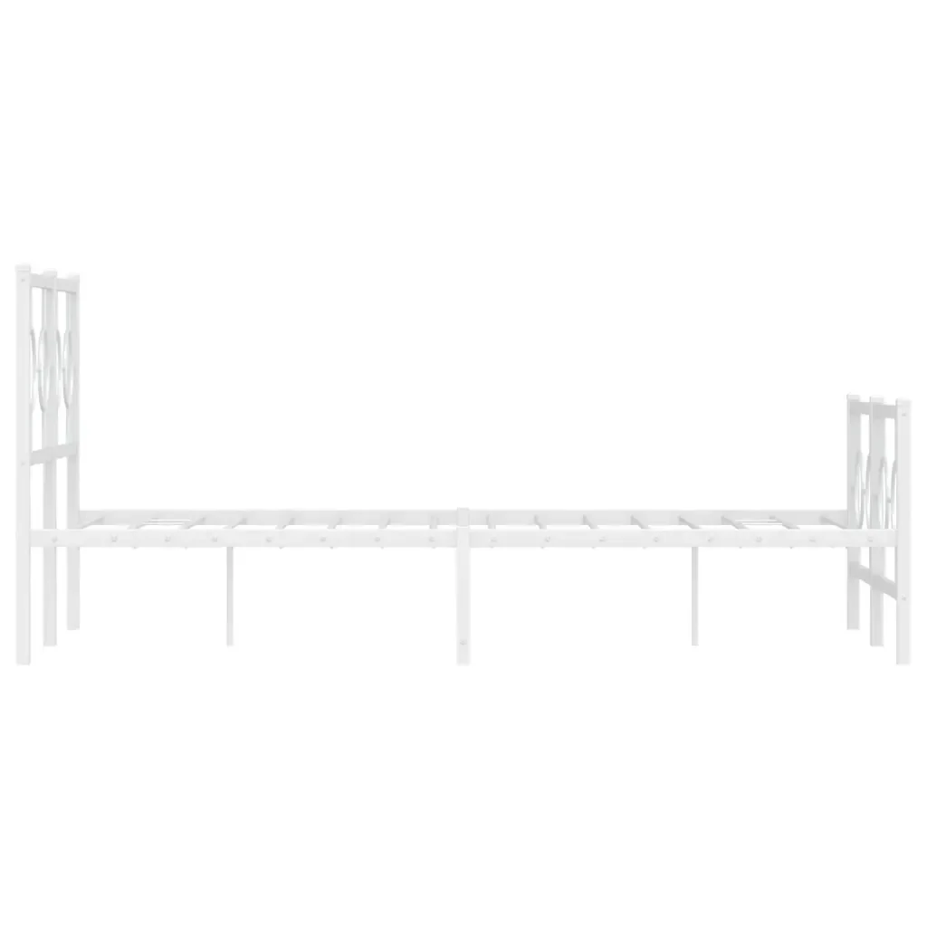 Letto matrimoniale | Letto per adulti | Giroletto con Testiera e Pediera Metallo Bianco 120x190 cm - Image 6
